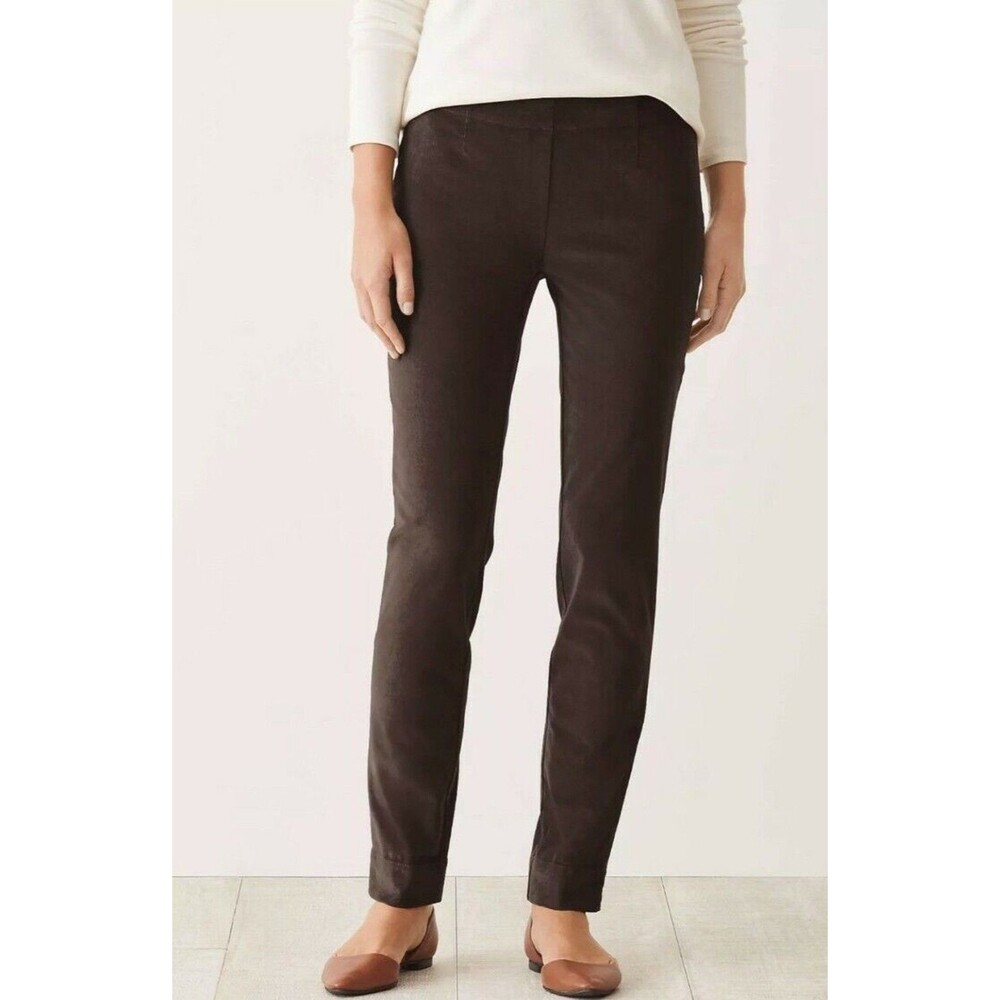 J. Jill Womens Sz 14P Corduroy Ankle Pants Side Zip Stretch Brown Career Casual